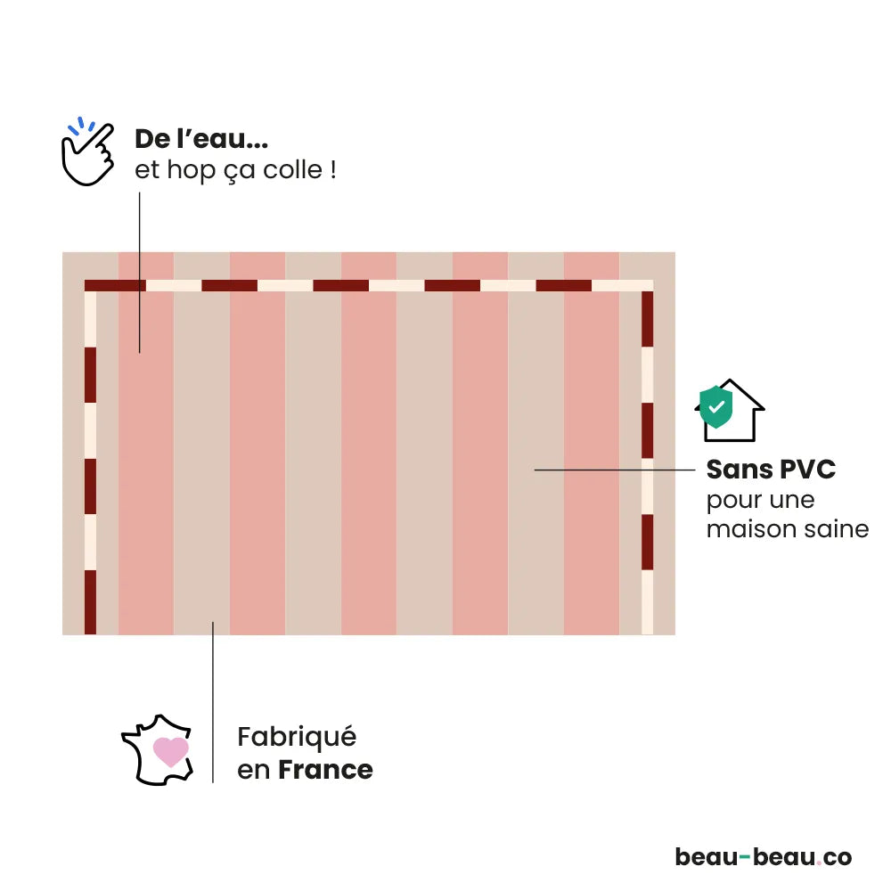 Tête de lit Rayures Beige et rose