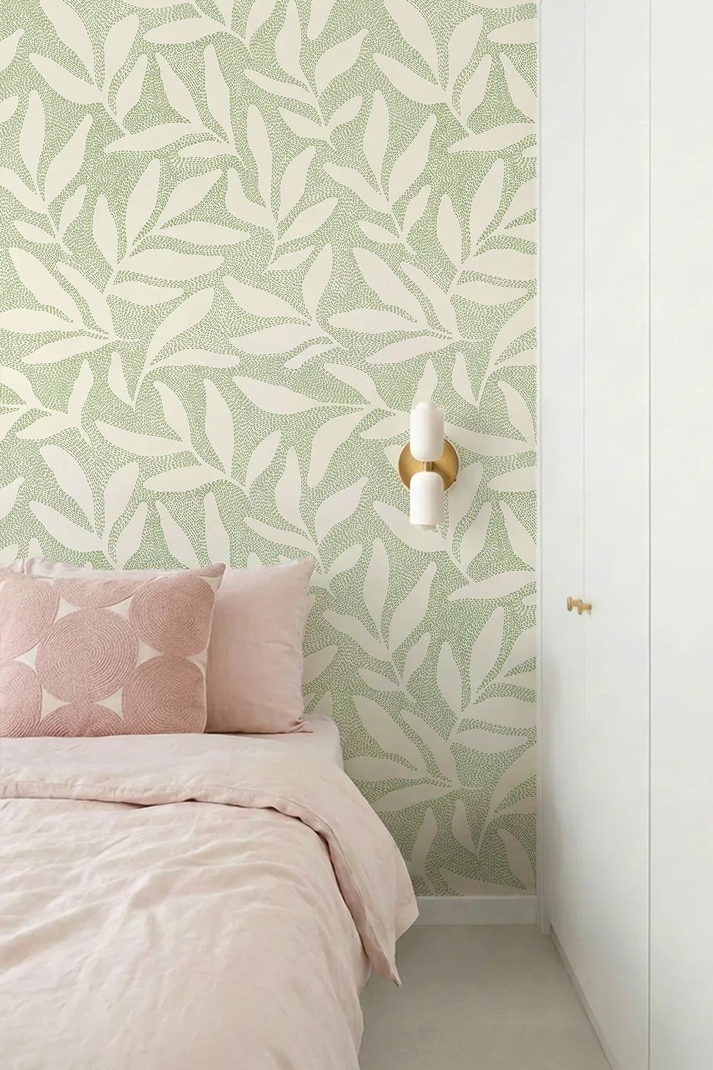 Papier peint feuilles Neora Vert Cardamome