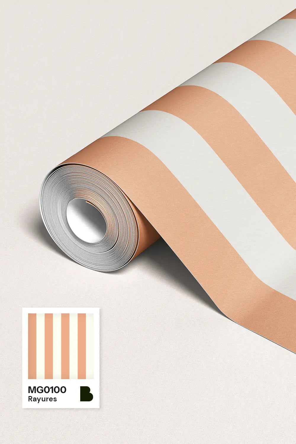 MG0100 | Papier peint Rayures Abricot