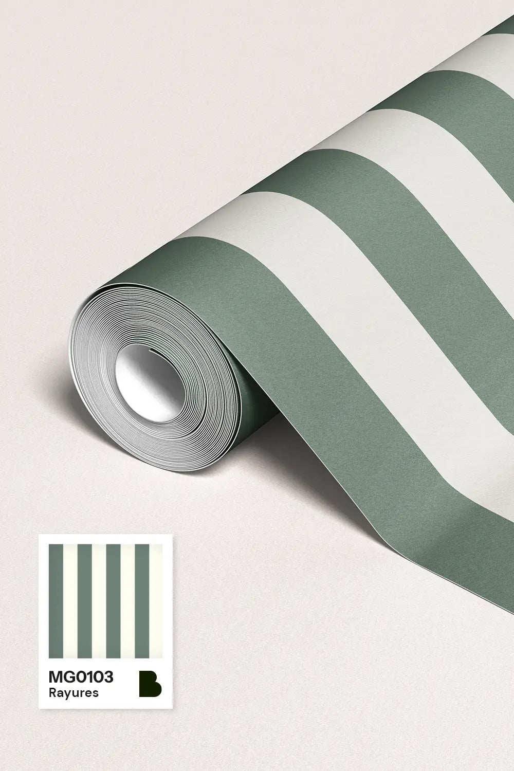 MG0103 | Papier peint Rayures Vert Sauge