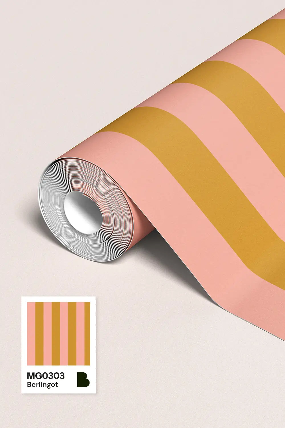 Papier peint Rayures Rose et Jaune