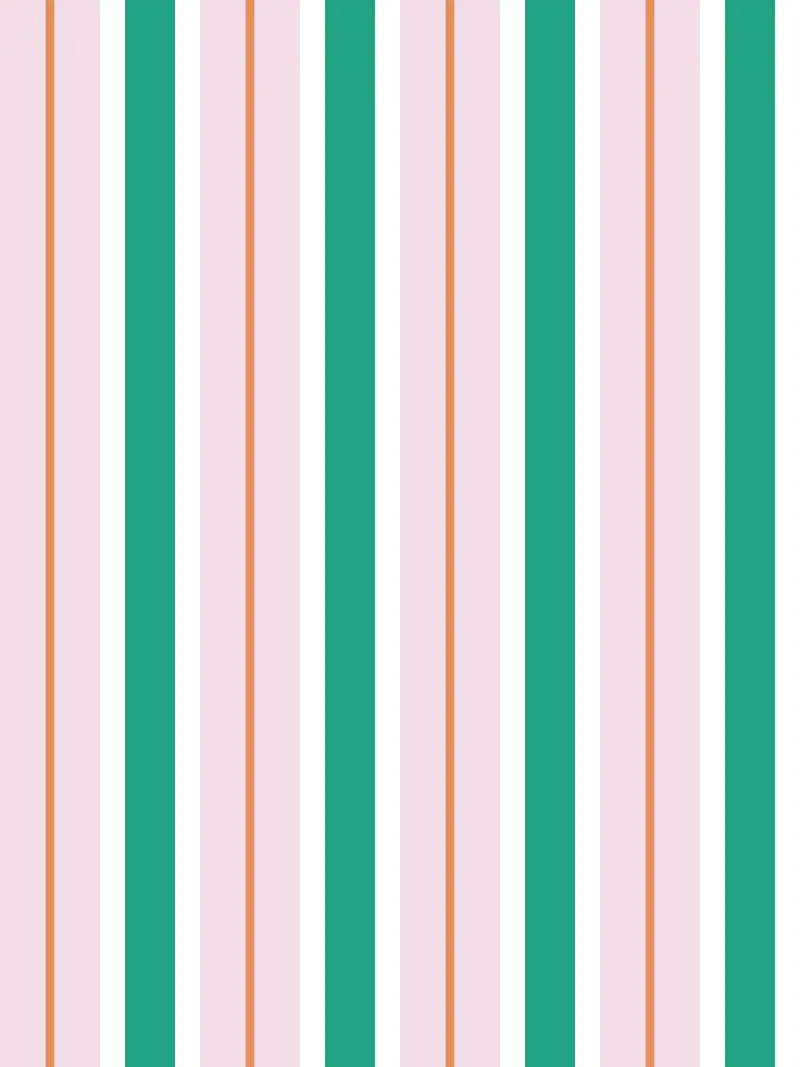 Papier peint rayures Gelato Vert et Rose