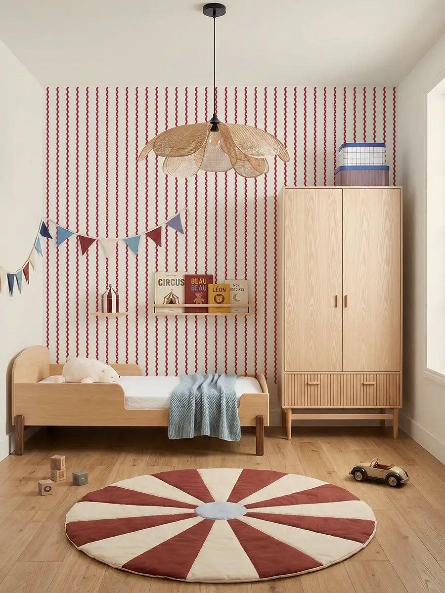 Papier peint Rayures Circus Rouge