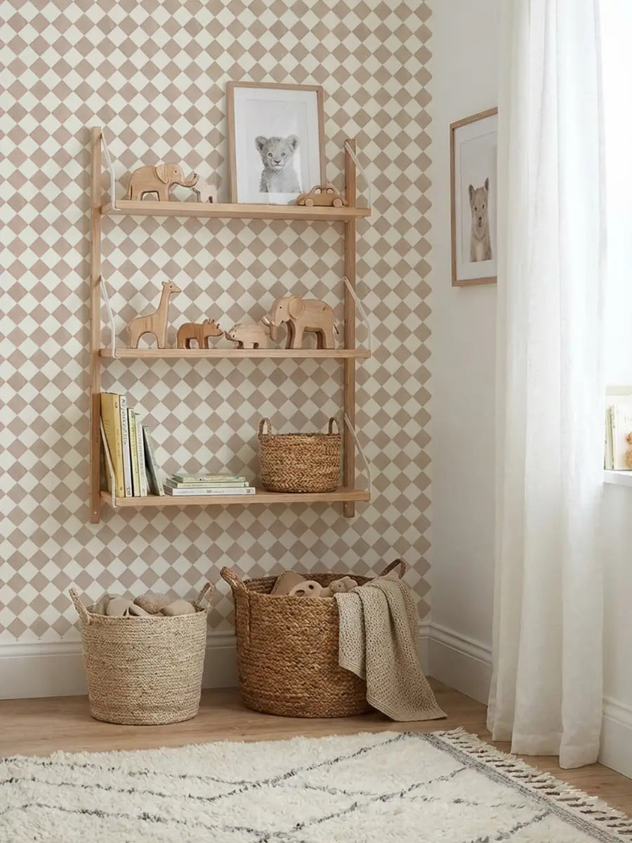 Papier peint losanges beige