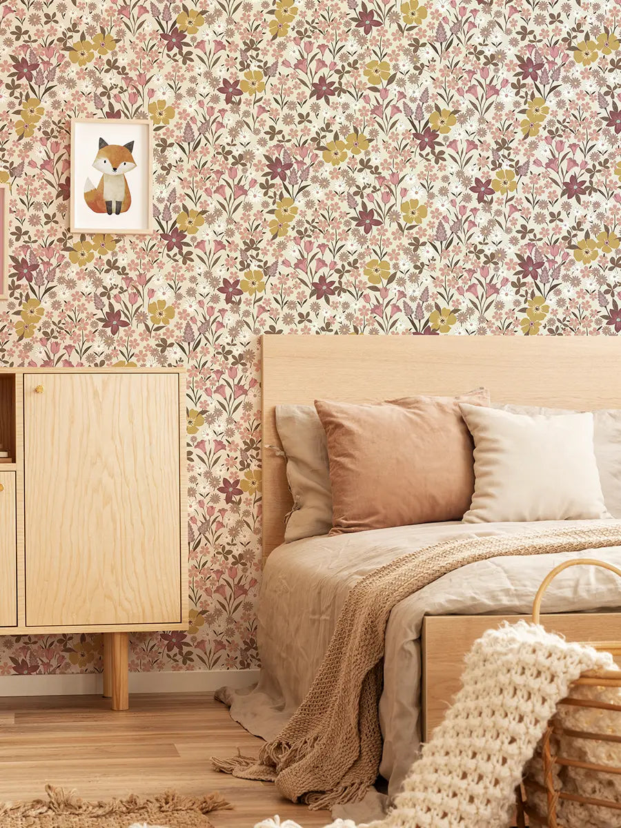 Papier peint fleuri Millefleurs sur mesure