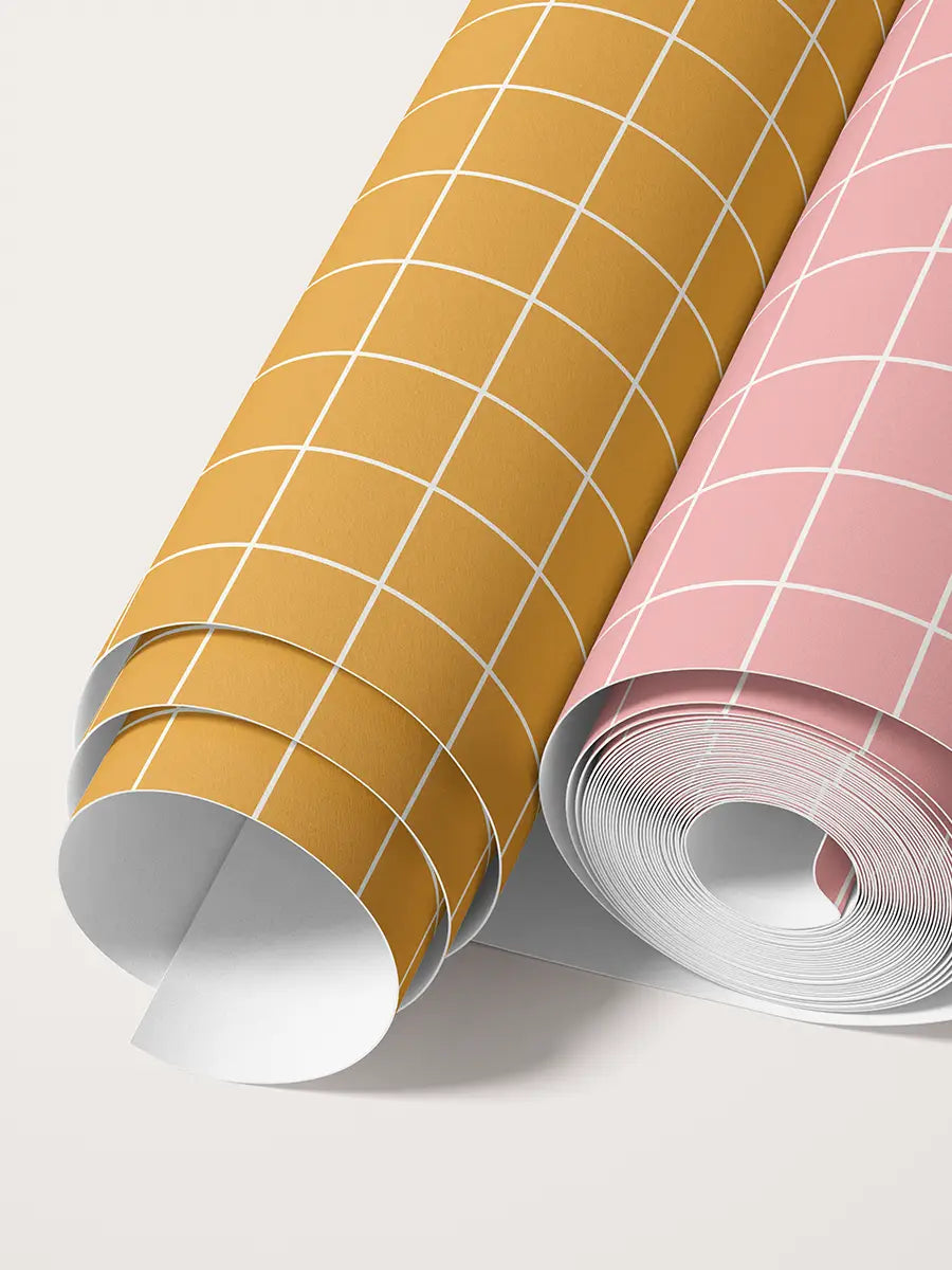 Papier peint Petits carreaux Jaune Safran