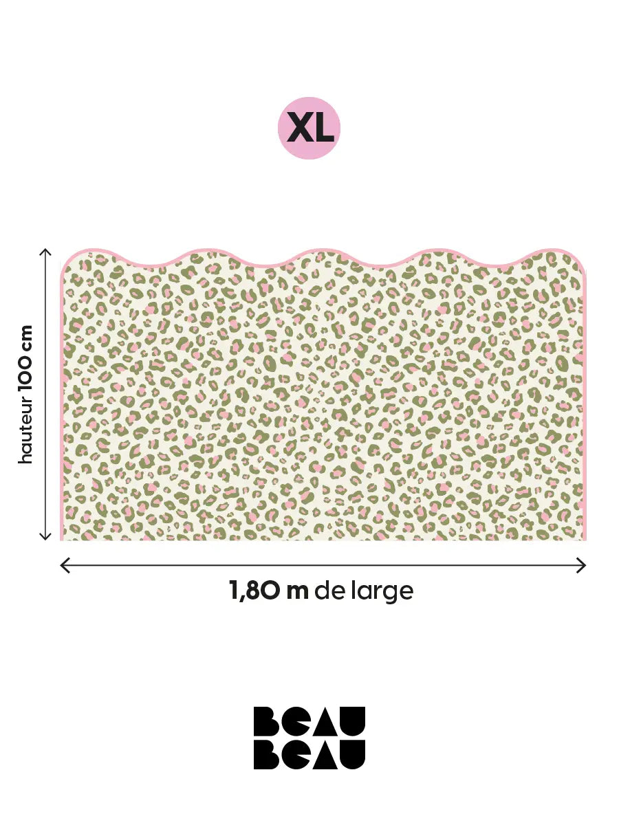 Tête de lit Léopard Vert et Rose