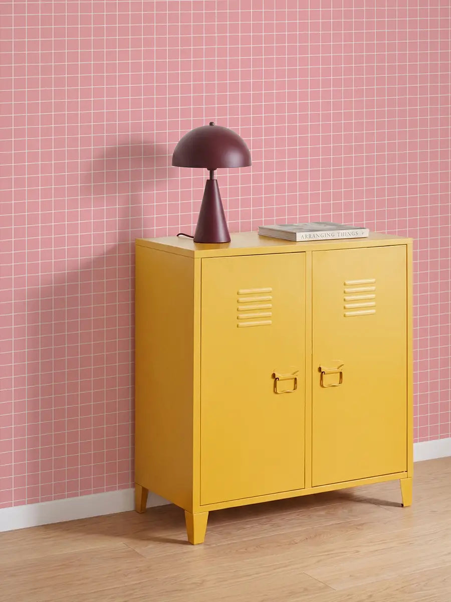 Papier peint Petits carreaux Rose Blush