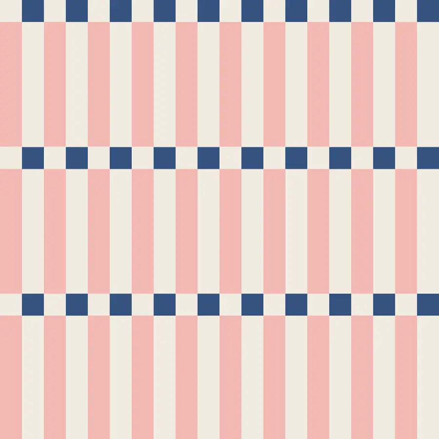 Soubassement Damier graphique Rose Blush & Bleu