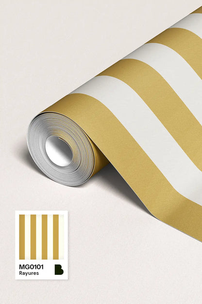 MG0101 | Papier peint Rayures Moutarde