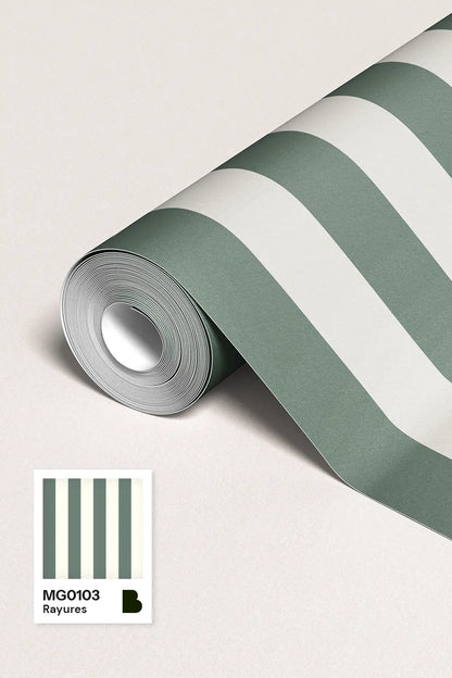 MG0103 | Papier peint Rayures Vert Sauge