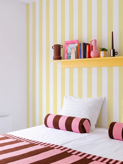 Papier peint Rayures Jaune Beurre