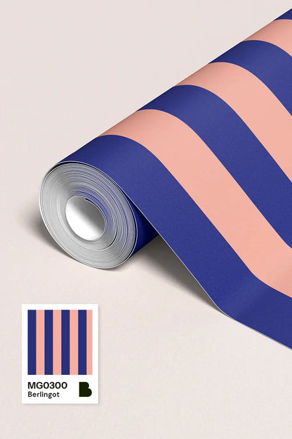 Papier peint Rayures Bleu et Rose