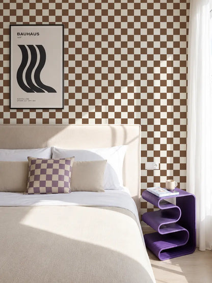 Papier peint Damier Moka