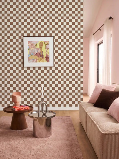 Papier peint Damier Moka