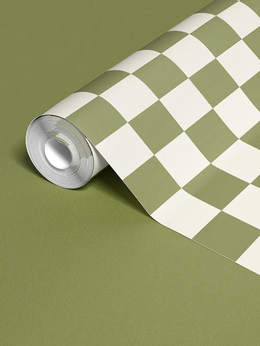 Papier peint Damier Vert Olive