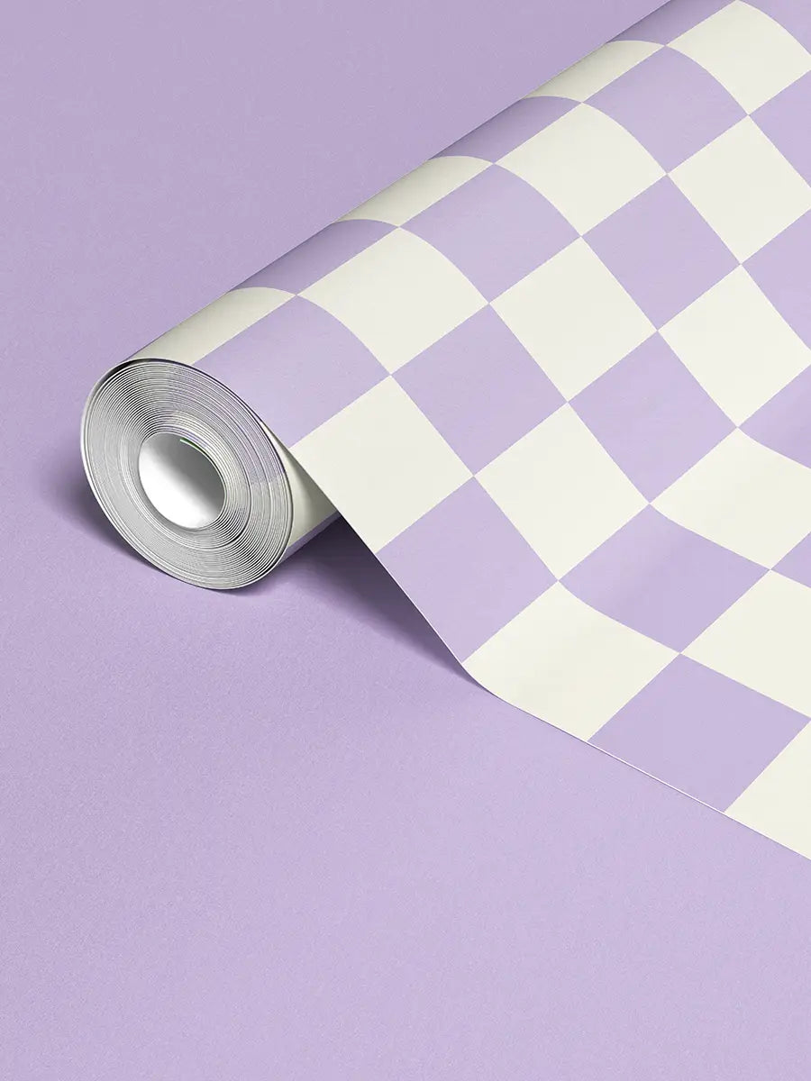 Papier peint Damier Lavande