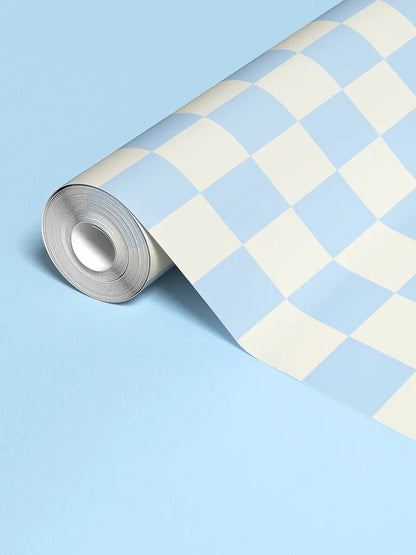 Papier peint Damier Bleu