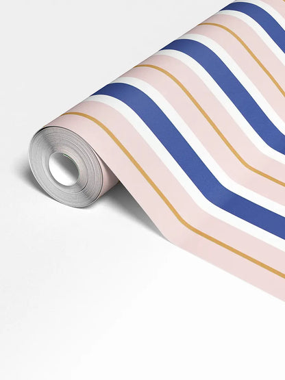 Papier peint rayures Gelato Bleu et Rose