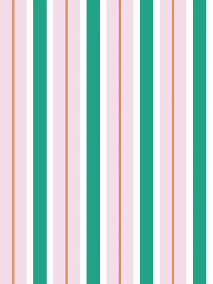 Papier peint rayures Gelato Vert et Rose