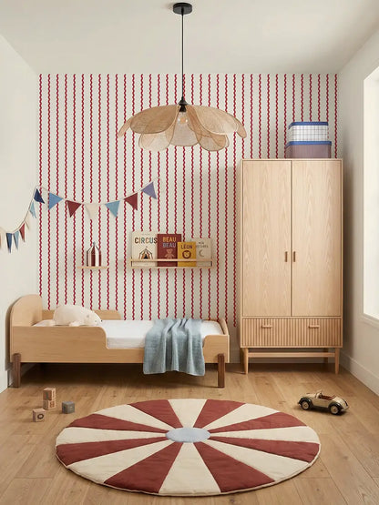 Papier peint Rayures Circus Rouge