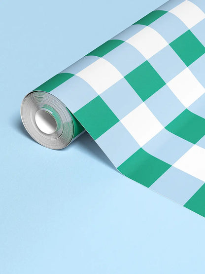 Rouleau de papier peint Vichy Bleu et Vert Beau Beau