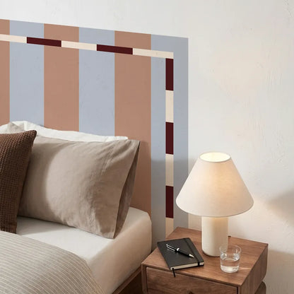 Tête de lit Rayures Beige et Bleu grisé