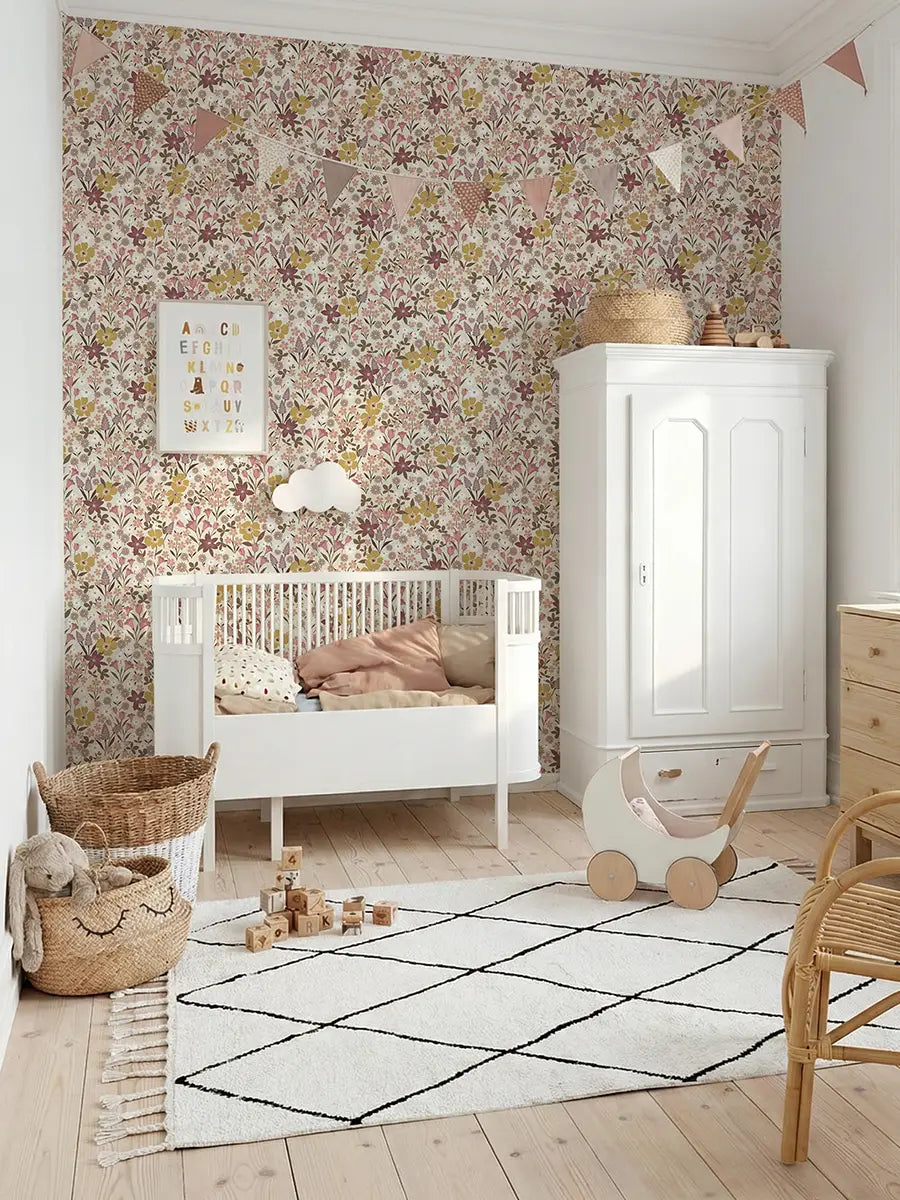 Papier peint fleuri Millefleurs sur mesure