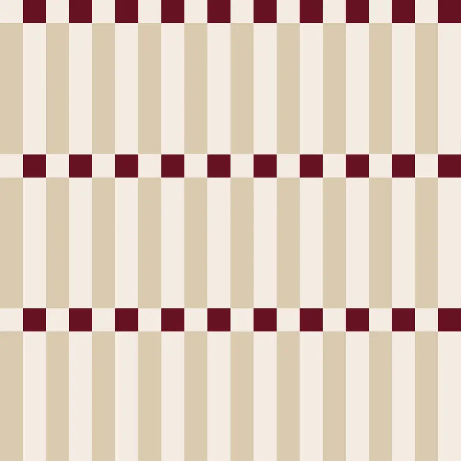 Soubassement Damier graphique Beige & Bordeaux