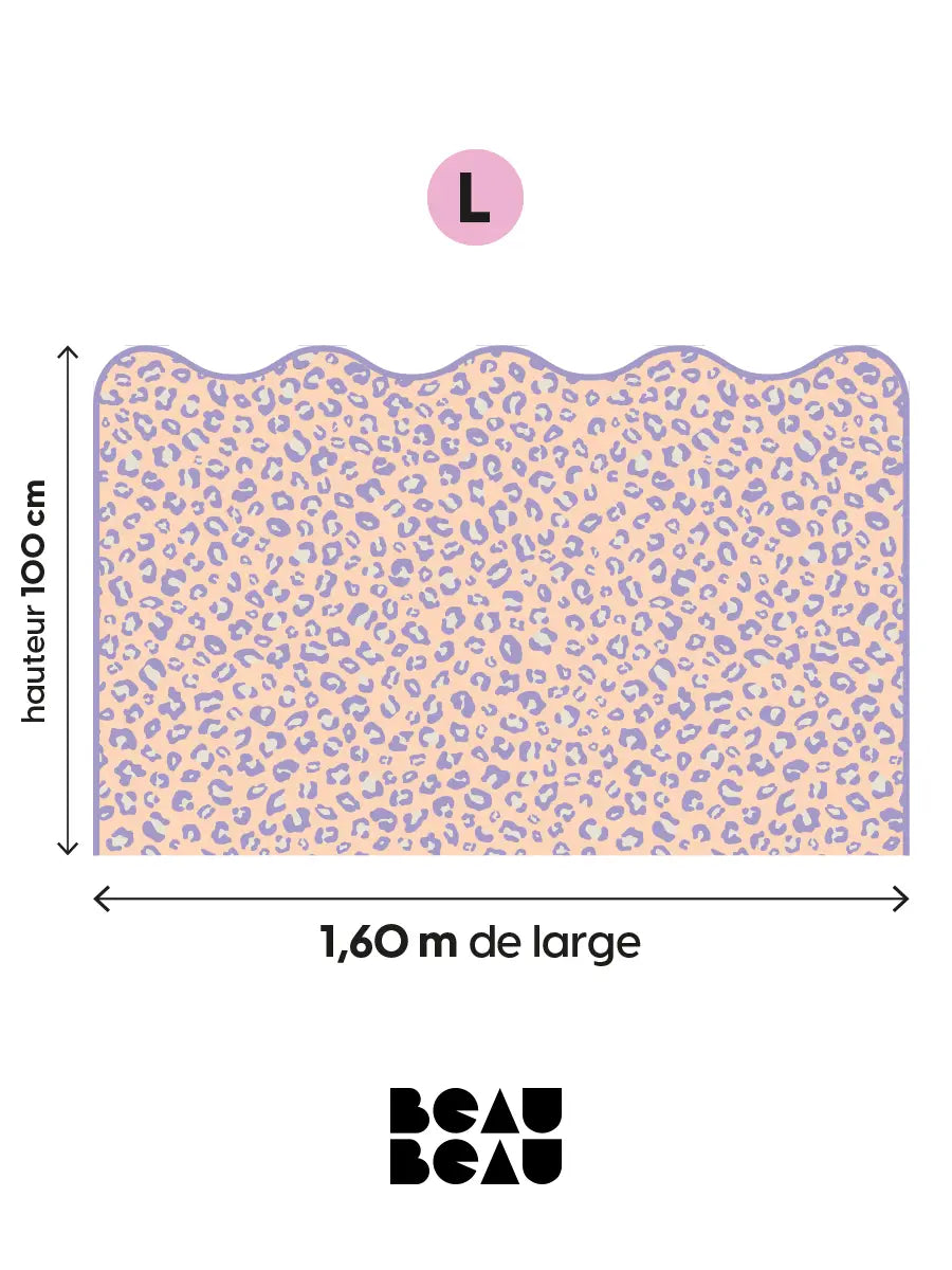 Tête de lit Léopard Pêche/Lilas