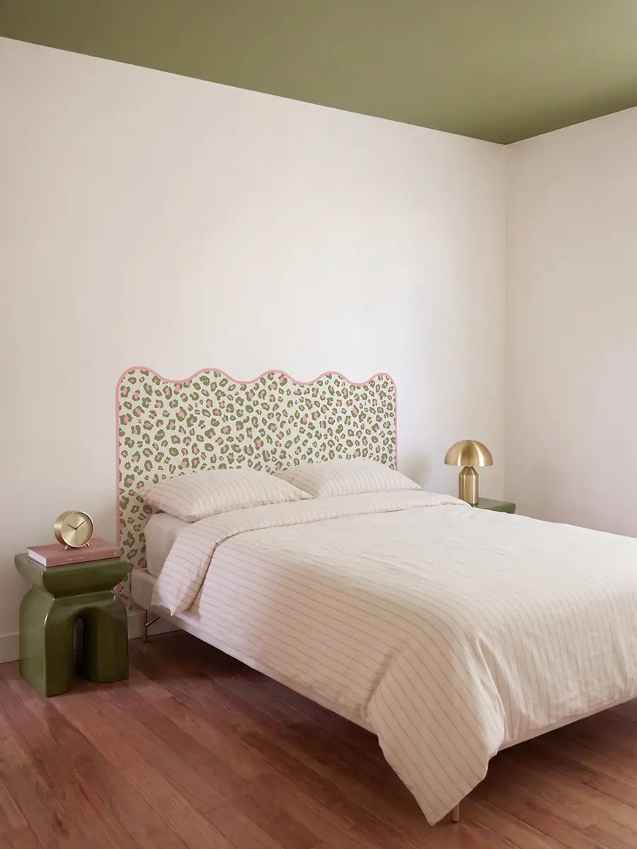 Tête de lit Léopard Vert et Rose