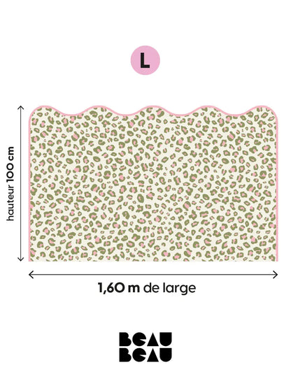 Tête de lit Léopard Vert et Rose