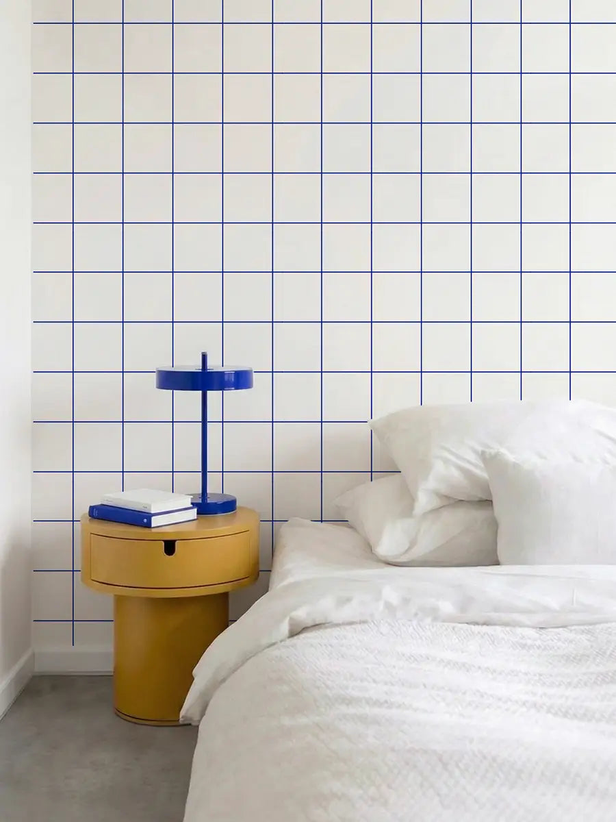 Papier peint Carreaux Bleu Outremer