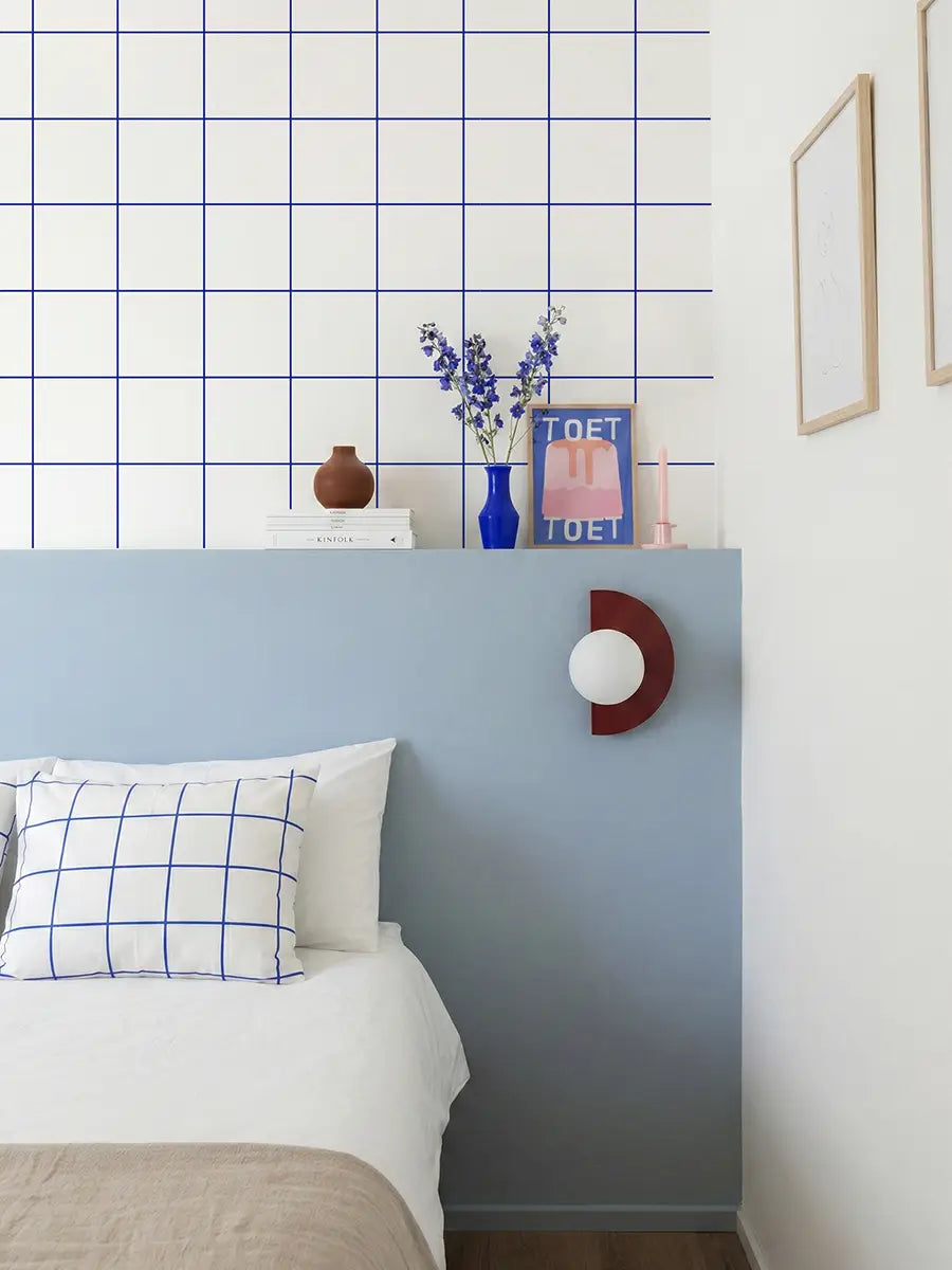 Papier peint Carreaux Bleu Outremer