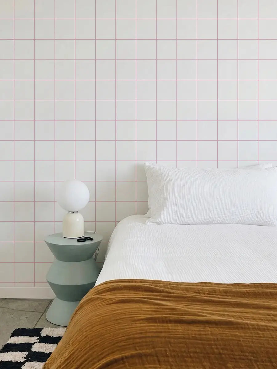 Papier peint Carreaux Rose Bubblegum