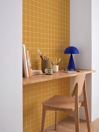 Papier peint Petits carreaux Jaune Safran