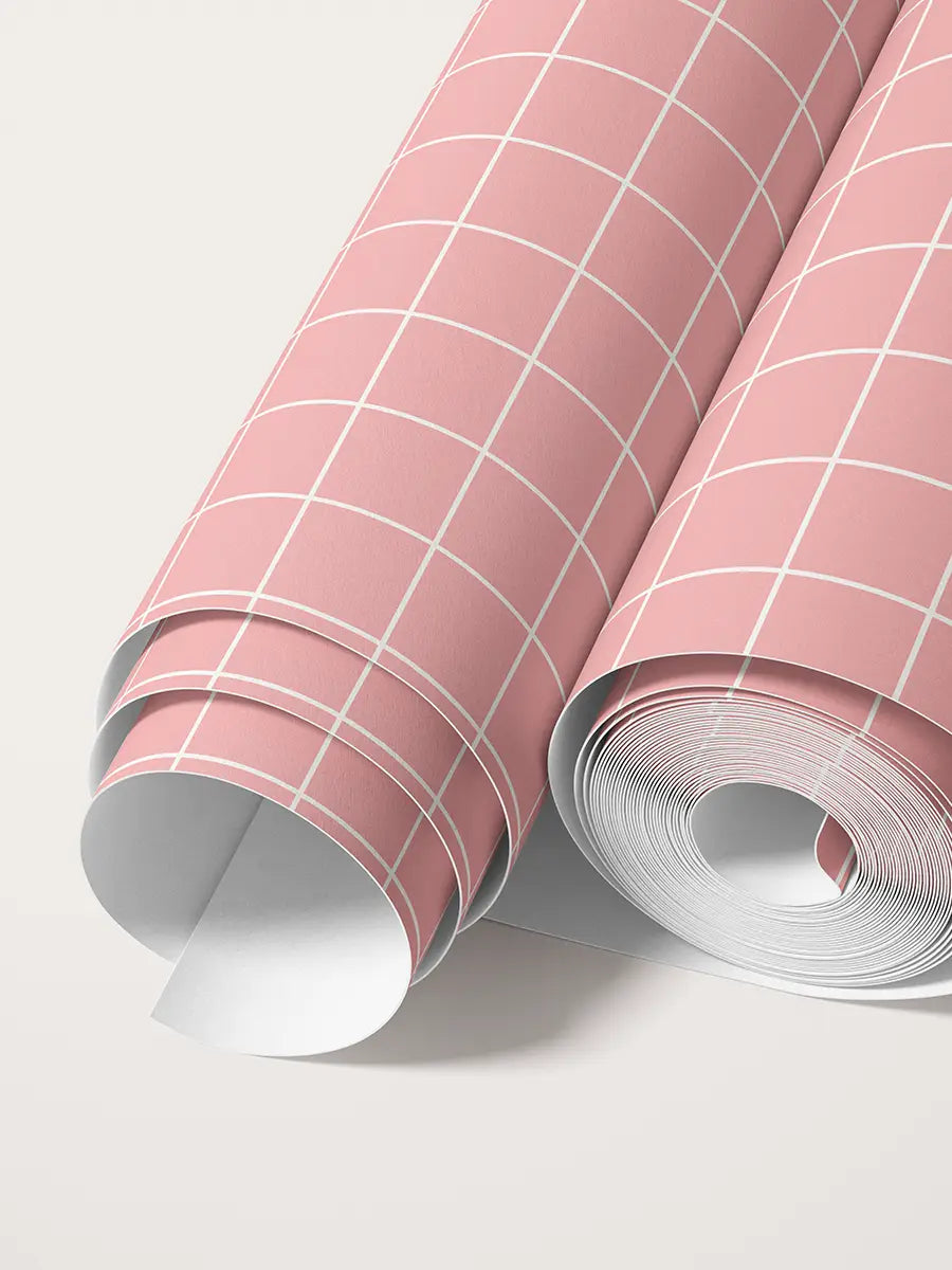 Papier peint Petits carreaux Rose Blush