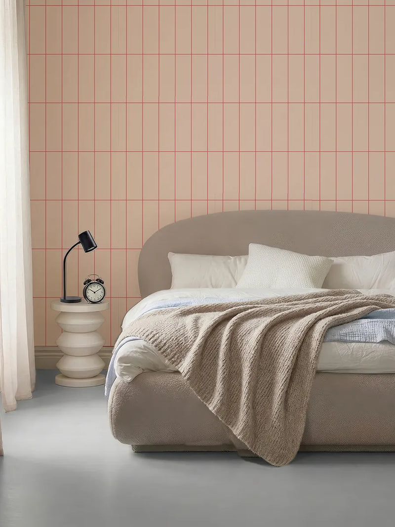 Papier peint Grid Rose Corail