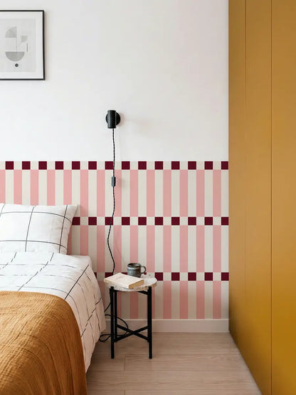 Soubassement Damier graphique Rose Blush & Bordeaux