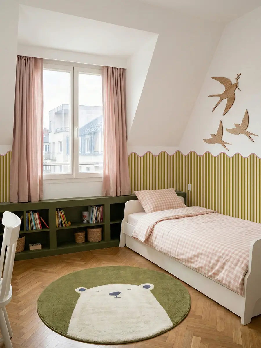 Soubassement Rayures fines Vert Olive